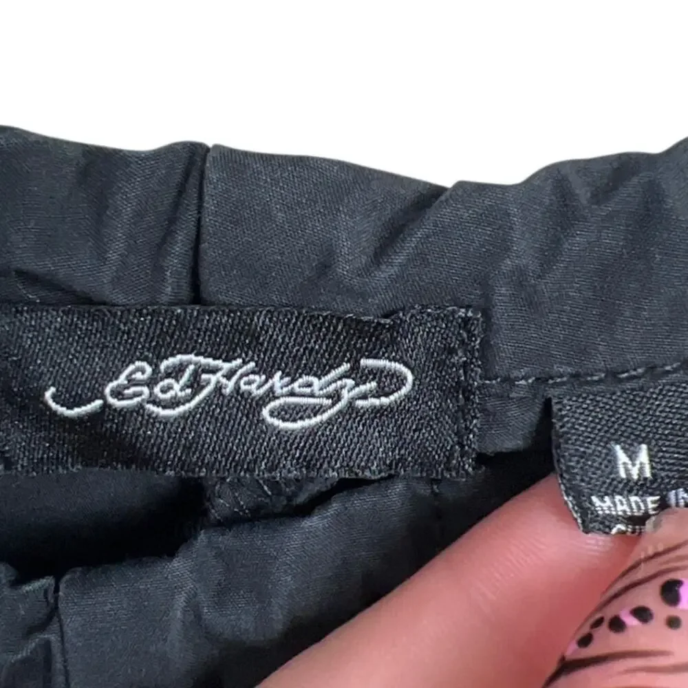 Ed Hardy Black Cargo Multipocket Graphic Pants Medium M EUC